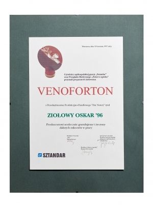 Venoforton - zdobywca „Ziołowego Oskara” na Targach „Lek w Polsce” (1996r.)